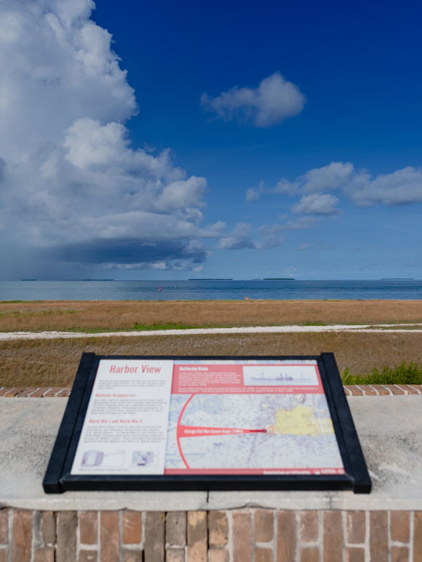 Photo of the Harbor View sign and view at Fort Taylor.