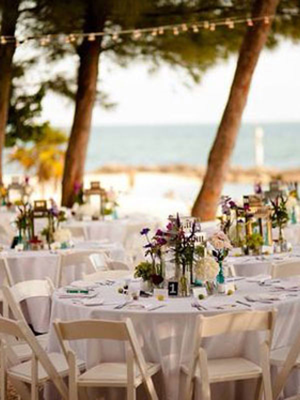 photo of a beach wedding reception at fort zachary taylor park